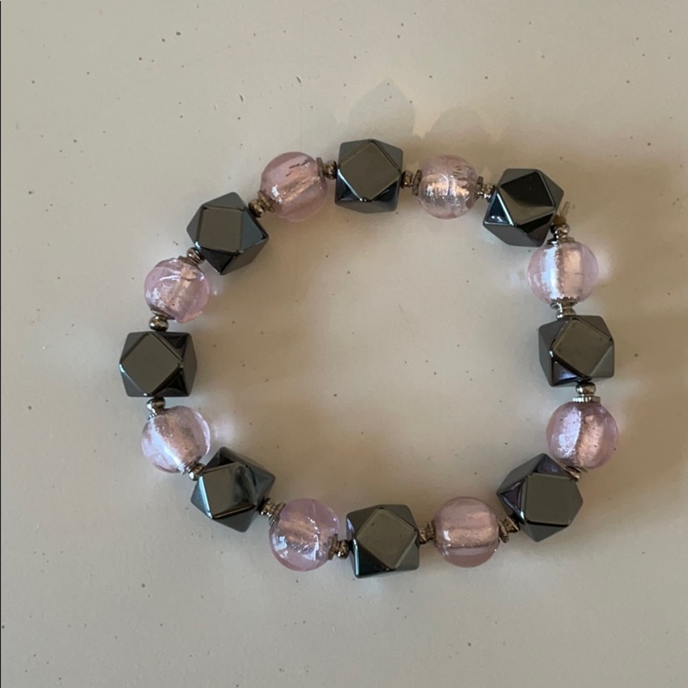 Beautiful Pink and Metallic Dark Gray bracelet